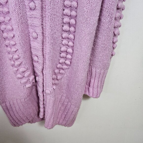 SOLD Hayley Menzies Gloria Alpaca Bubble-Knit Long Cardigan Sz M Lilac - Picture 5 of 11
